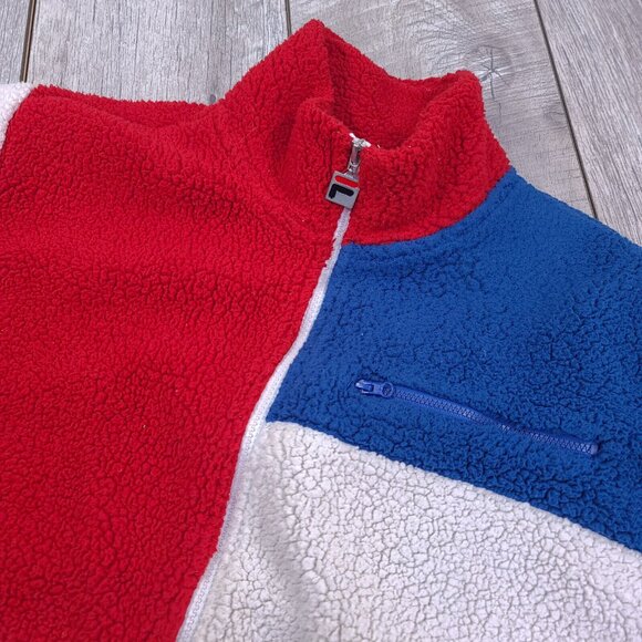 Fila Sweater Mens Large Full Zip Sherpa Streetwear Pullover Fleece Jacket - Picture 3 of 7